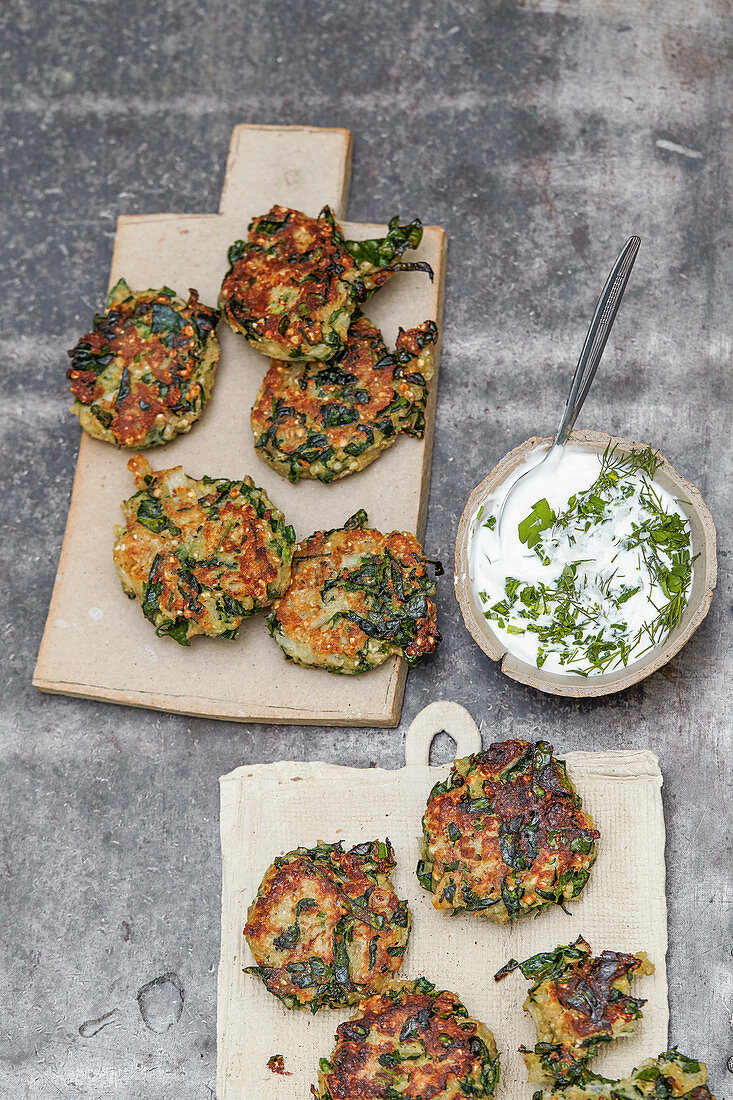 Spinach and buckwheat fritters