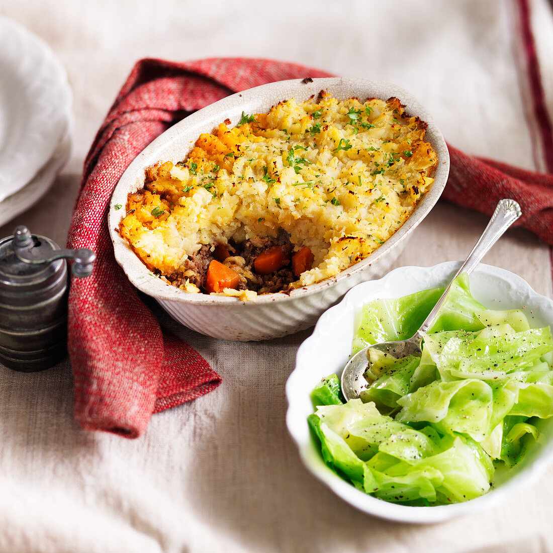 Shepherds pie with lamb and cabbage