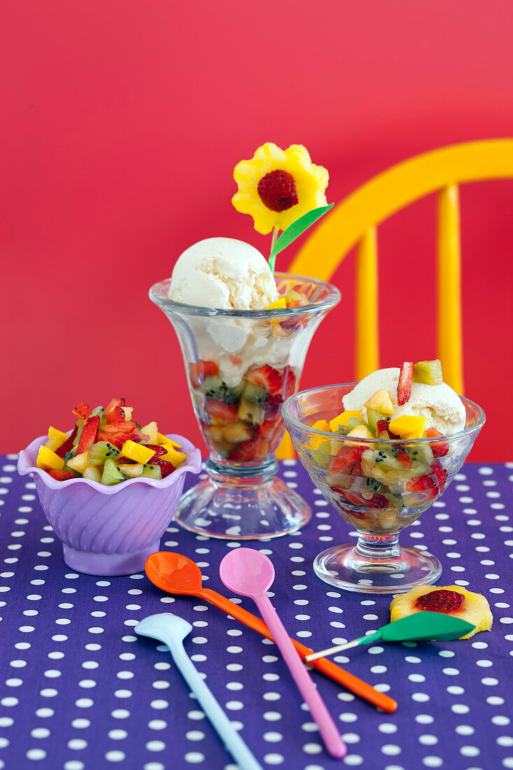 Honey Buttermilk Ice-cream with Fruit Salsa for Kids