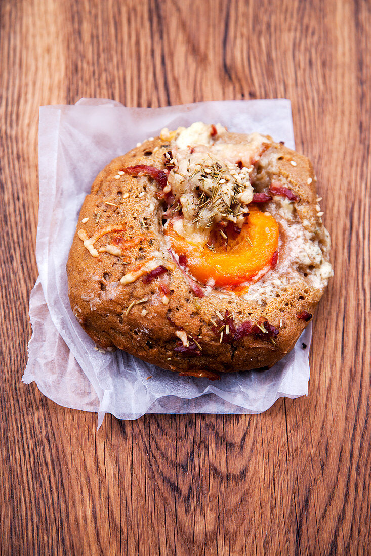 Unleavened bread roll with cranberries and apricots