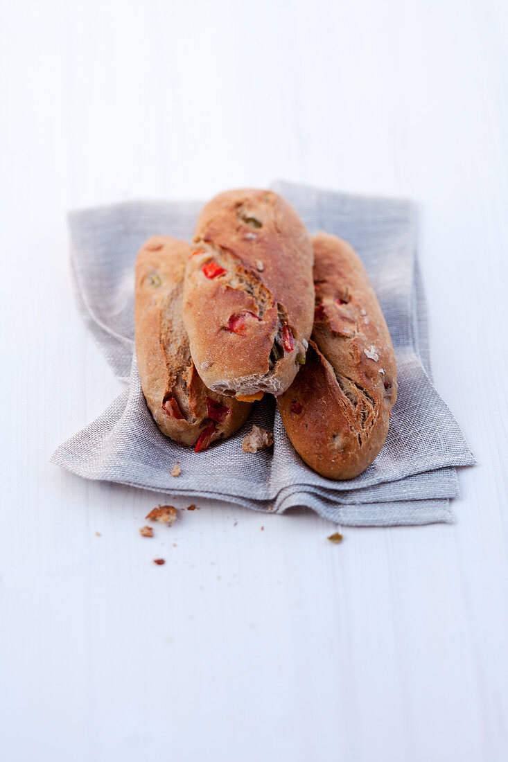 Bread rolls with peppers