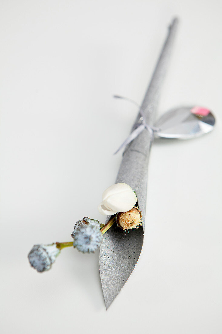 Eucalyptus buds in silver cone