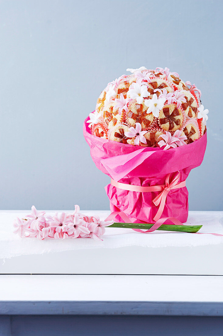 Bouquet aus Orangen-Mandel-Cupcakes