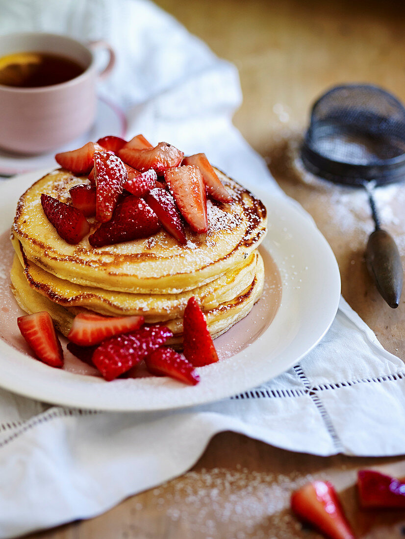 Strawberries and Vanilla Pancakes