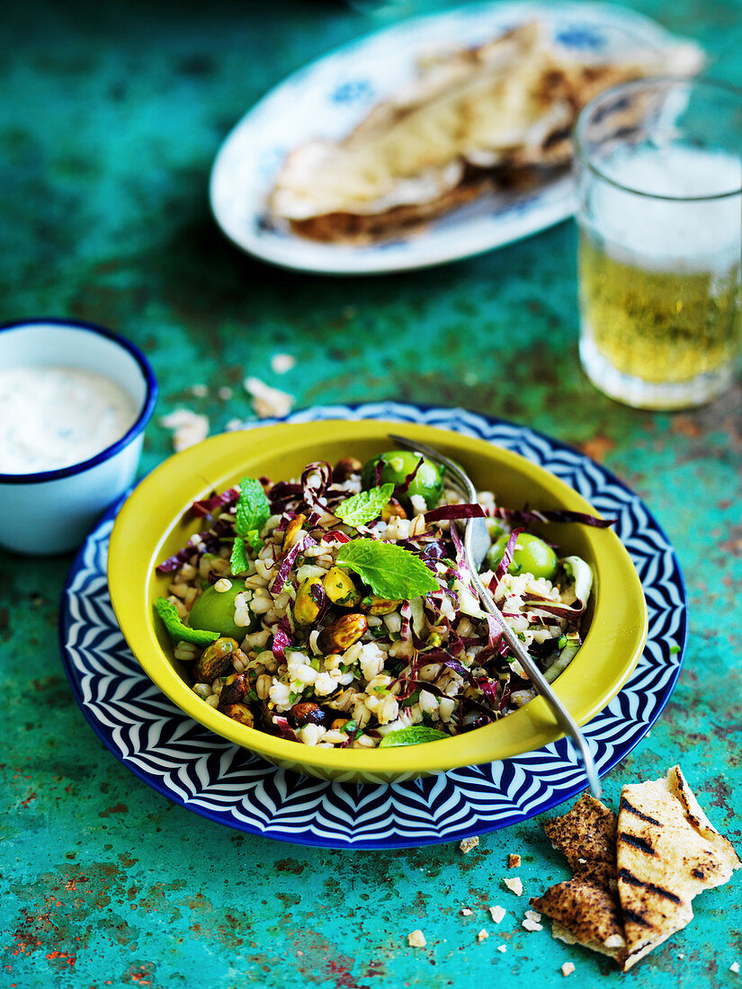 Barley with Pistachio and Green Olives