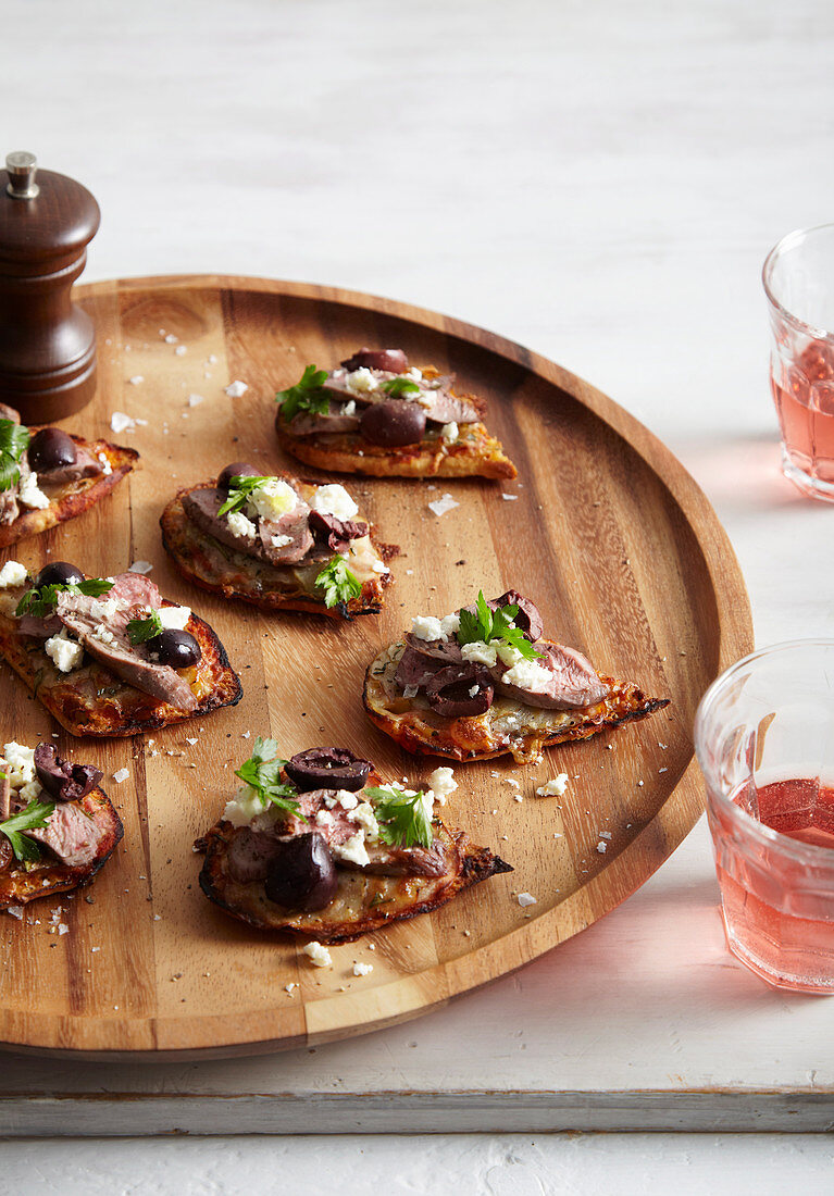 Lamb, Potato and Fetta Party Pizzas