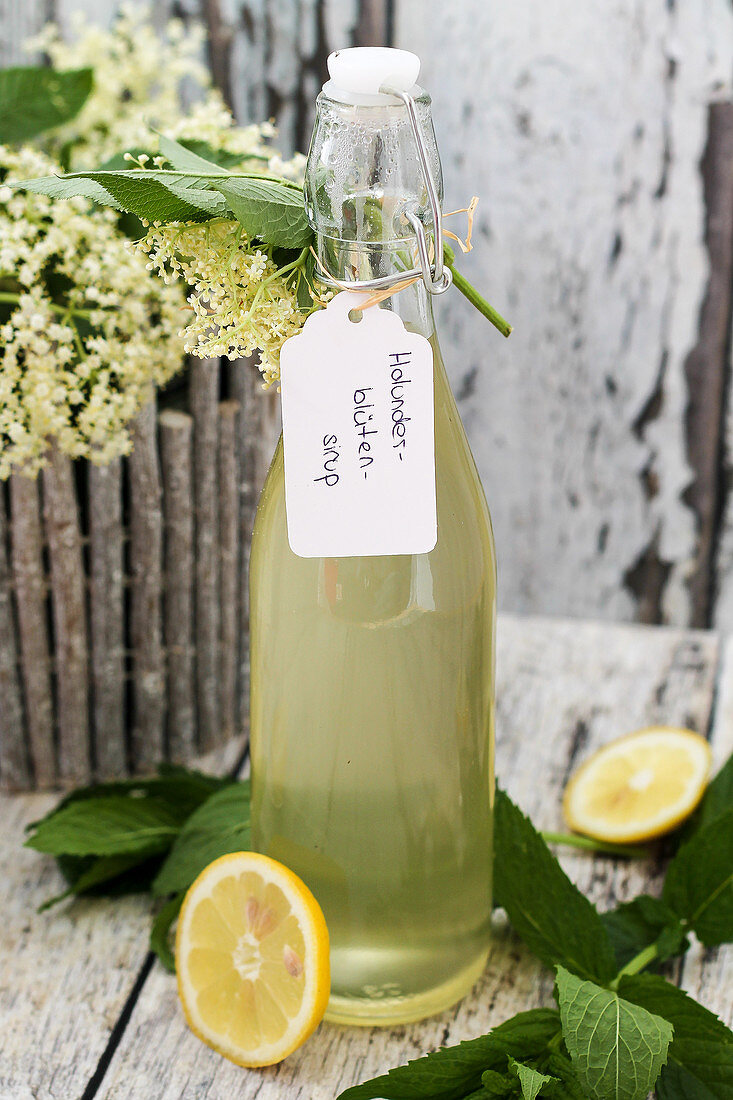 Homemade elderflower syrup