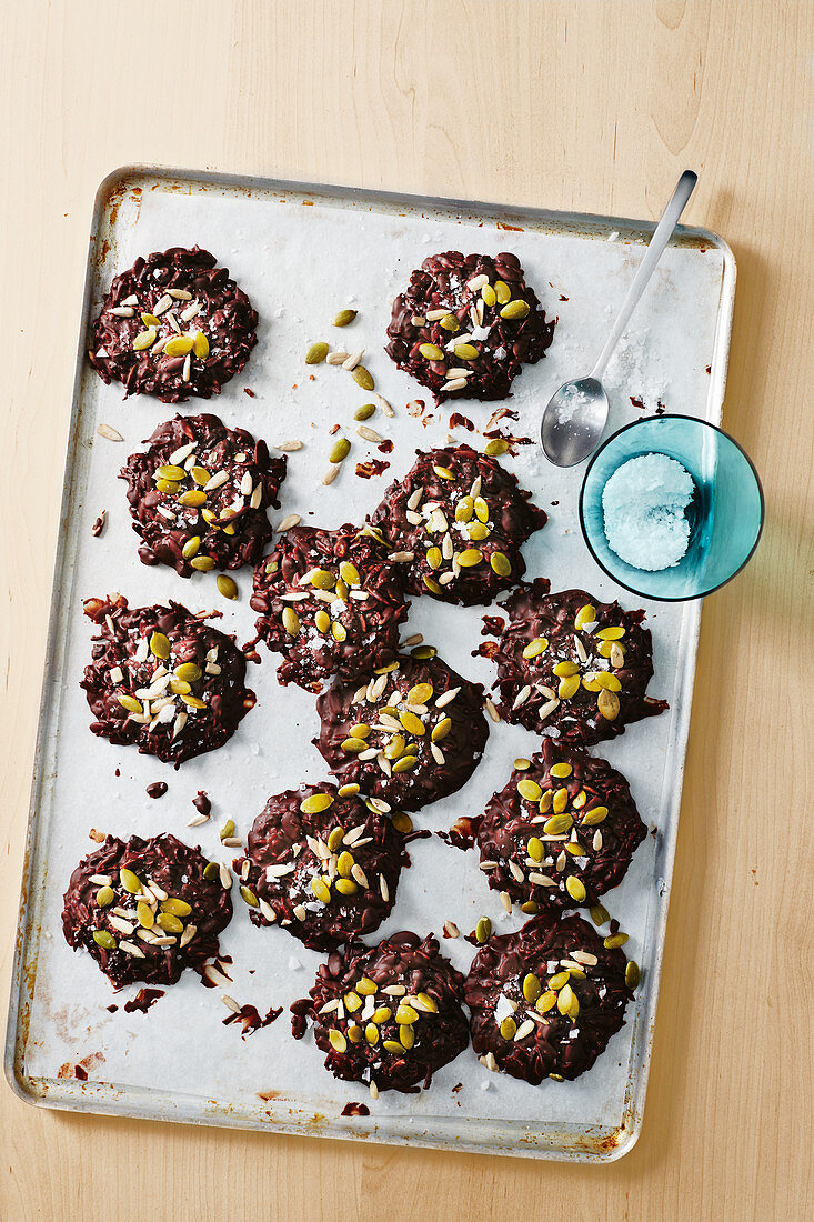 Coconut and pepita chocolate rounds