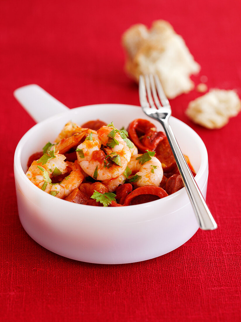 Pan Fried Prawns with Chorizo and Sherry