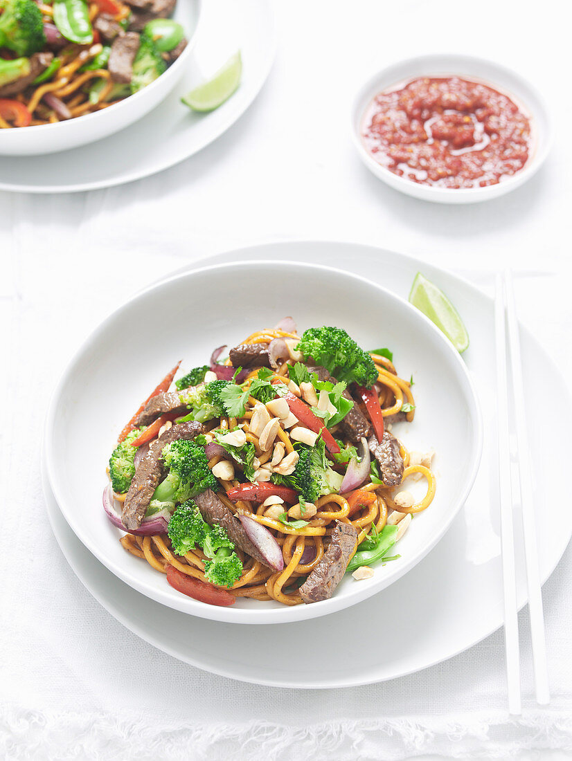 Satay beef stir-fry with Hokkien noodles