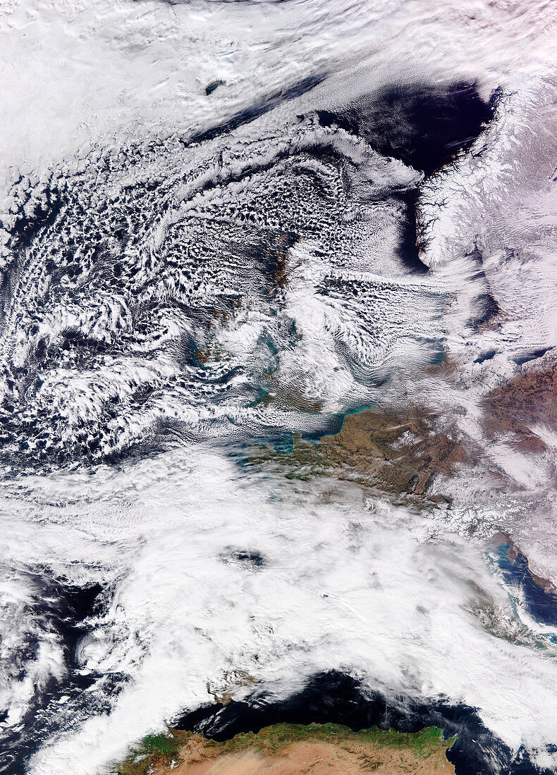 2018 Great Britain and Ireland cold wave, satellite image