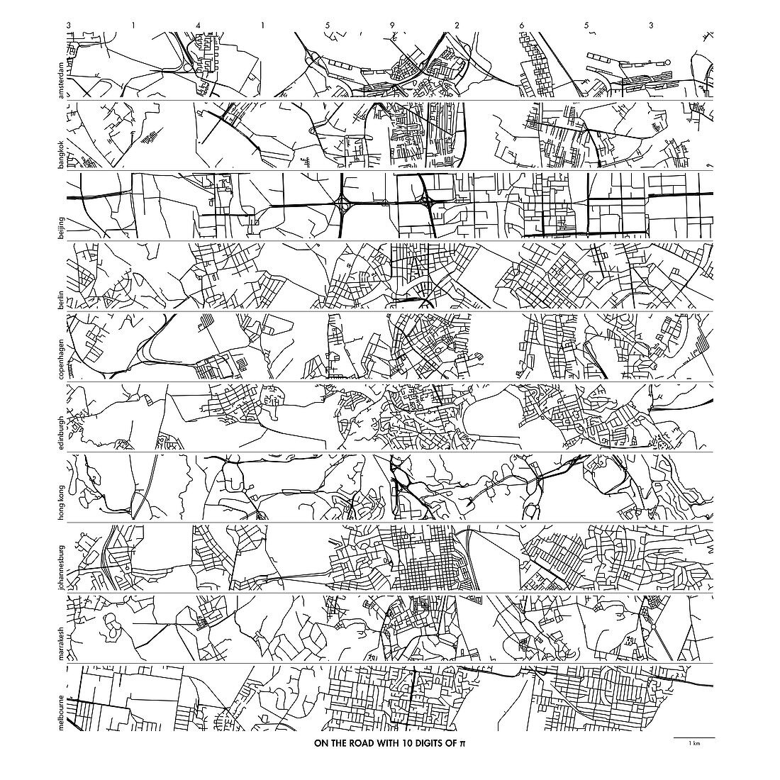 Pi city map representation, illustration