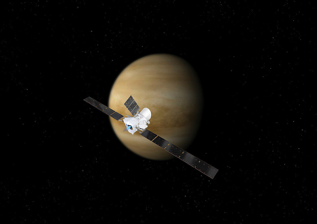 BepiColombo spacecraft flyby of Venus, illustration