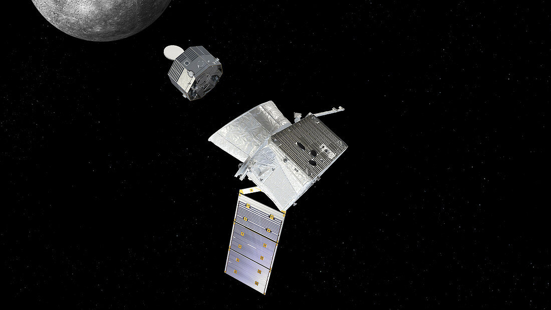 BepiColombo spacecraft separation at Mercury, illustration