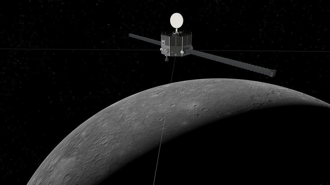 BepiColombo magnetospheric orbiter at Mercury, illustration