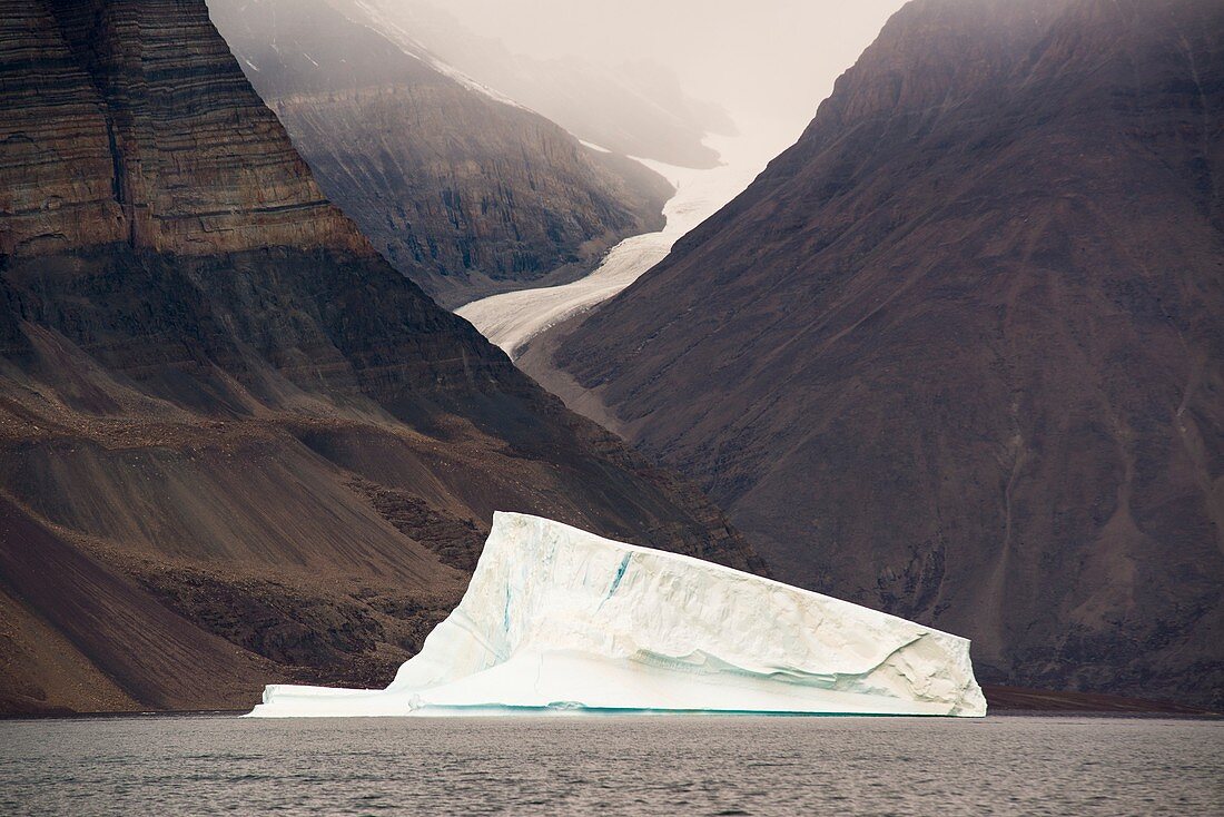 Fjord and iceberg at Bloomster-bugten, Greenland