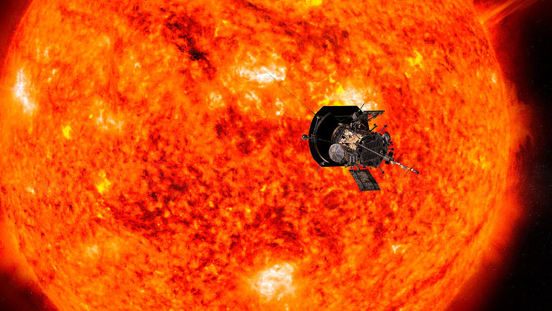 Parker Solar Probe approaching the Sun, illustration