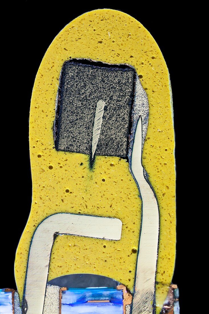 Tantalum capacitor, light micrograph