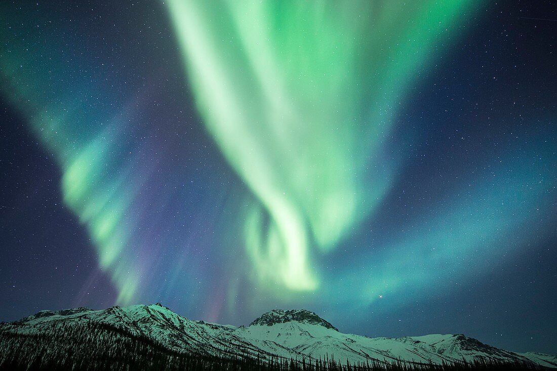 Aurora over mountains, Alaska