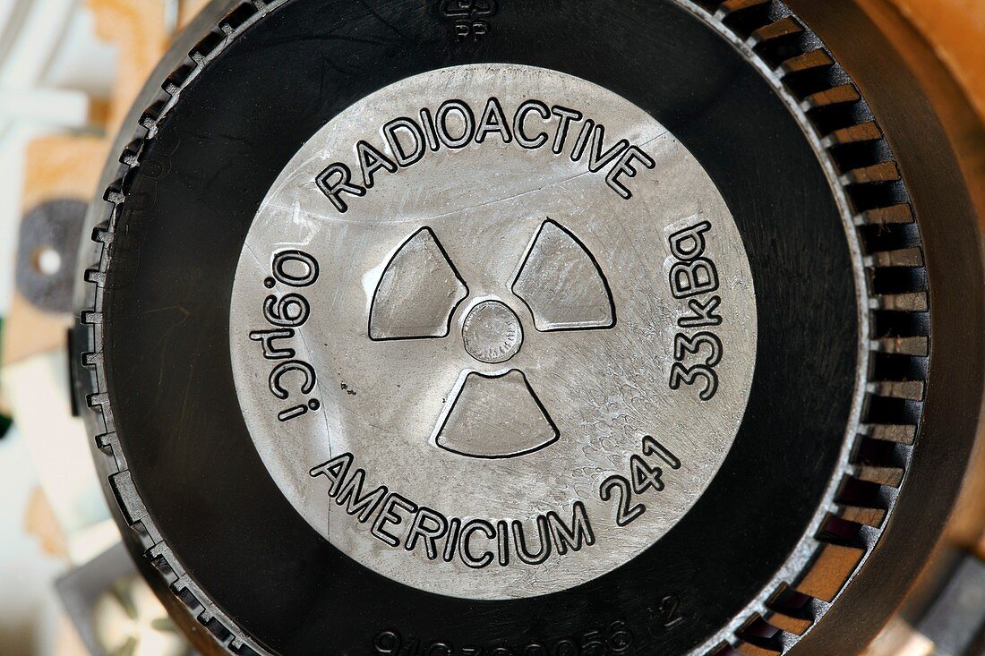 Radioactivity warning symbol in smoke alarm