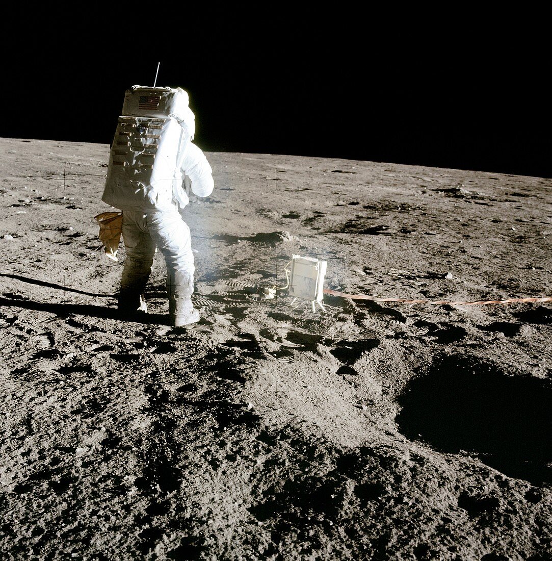 Apollo 12 astronaut photographing experiment, 1969