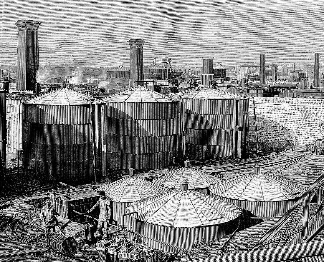 19th Century Russian oil and fuel plant, illustration