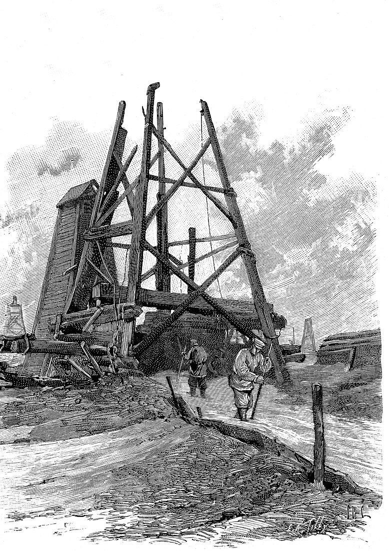 19th Century Russian oil exploration, illustration