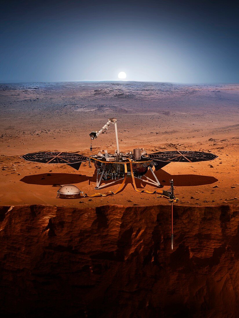 InSight lander on Mars, illustration