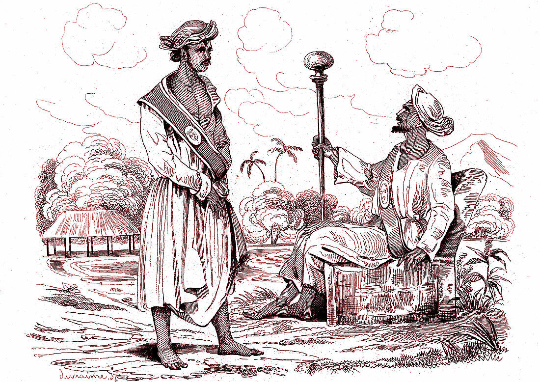 19th Century Hindu watchmen, illustration