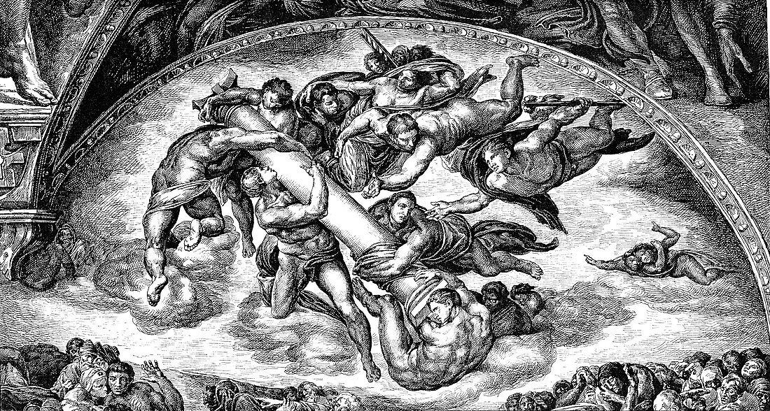 Michelangelo's 'The Last Judgment', 19th C illustration