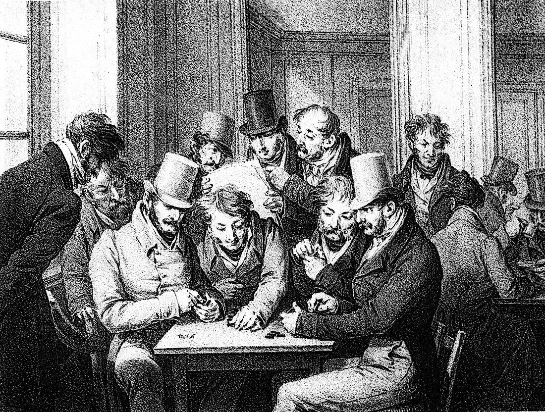 19th Century domino players, illustration