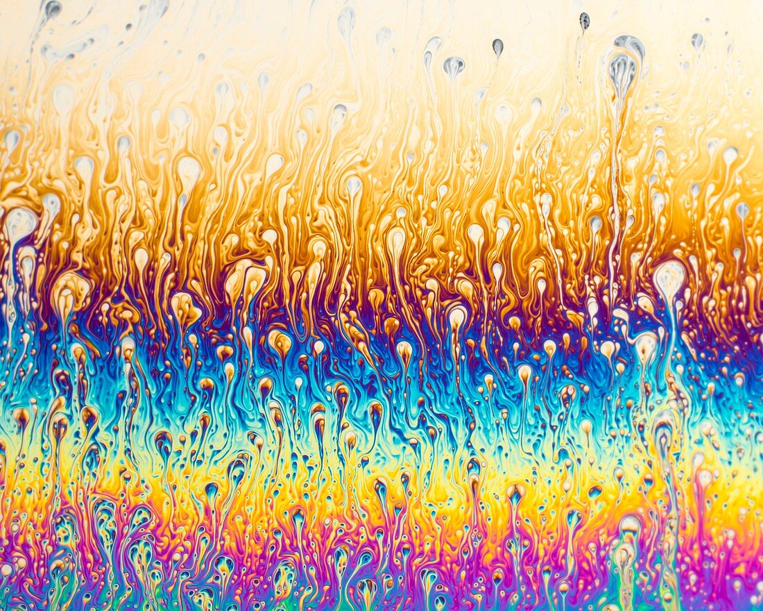 Soap bubble film iridescence
