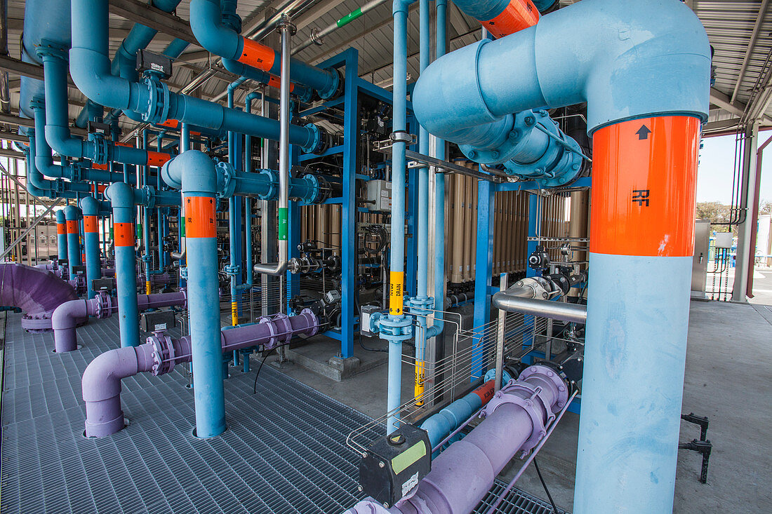 Microfiltration at water treatment facility, California, USA