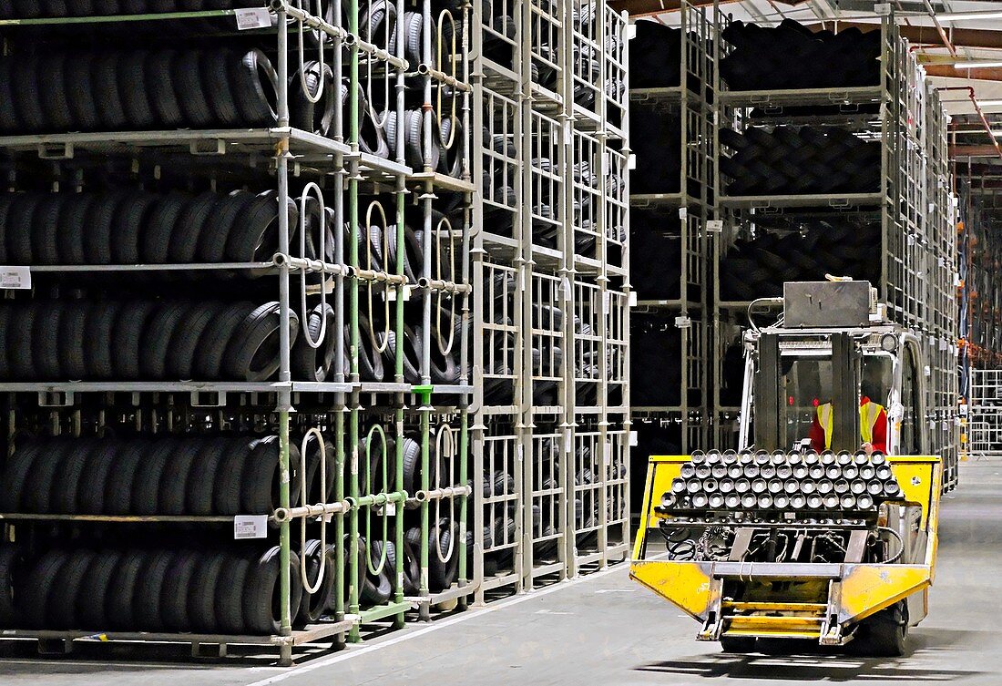 Tyres in warehouse, UK