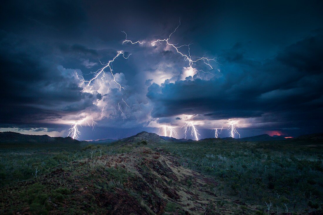 Lightning storm, composite image