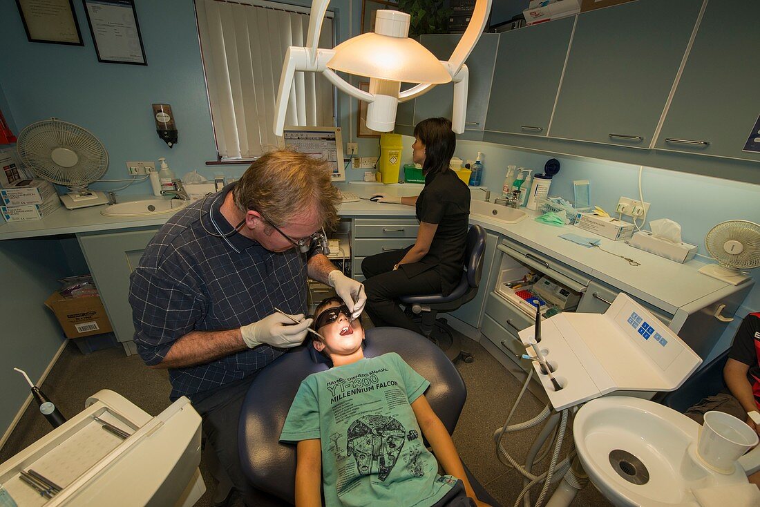 Boy having dental check-up