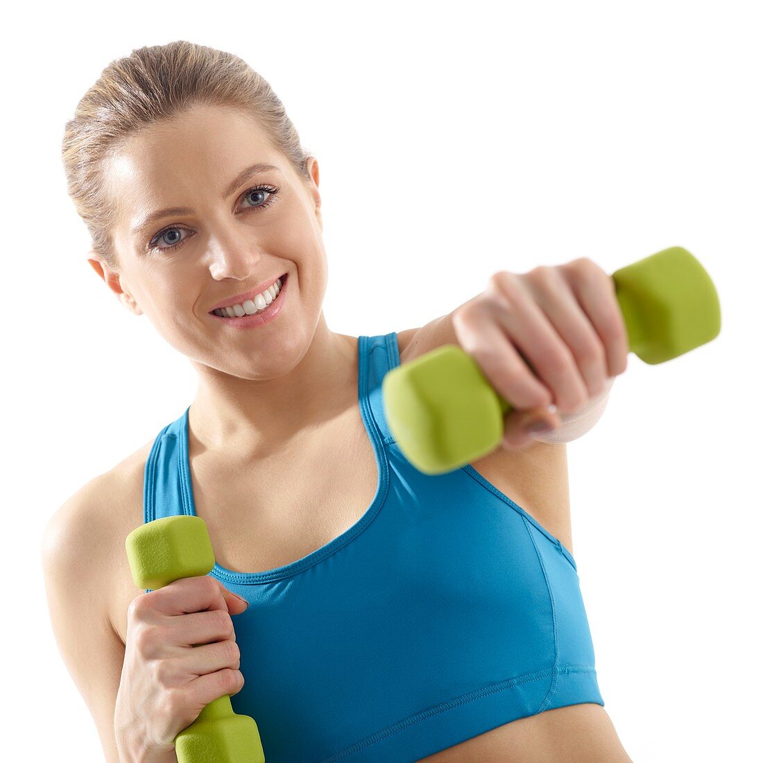 Woman using hand weights