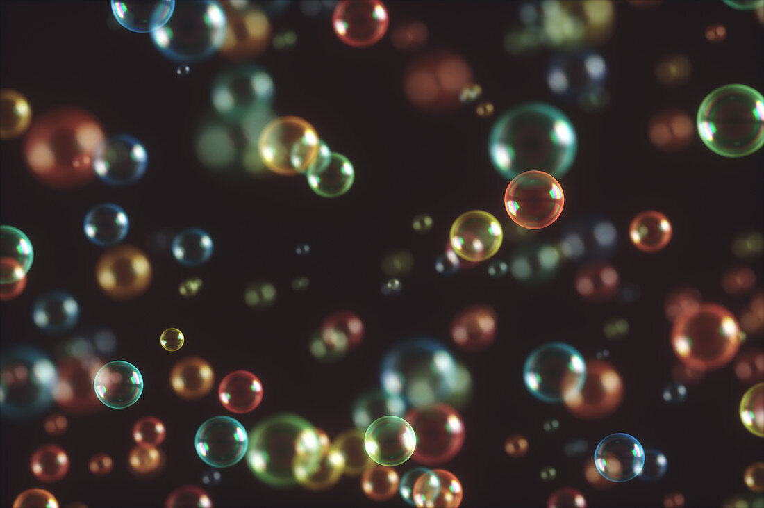 Bubbles against black background, illustration