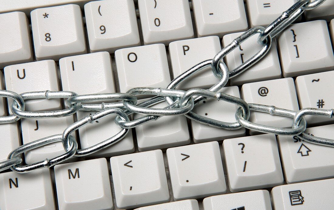 Computer keyboard with metal chains