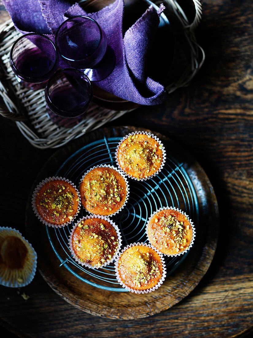 Chocolate cupcakes with pistachios