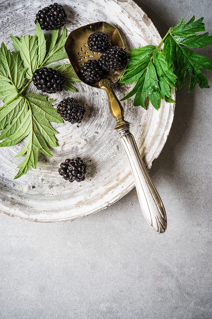 Brombeeren mit Blättern