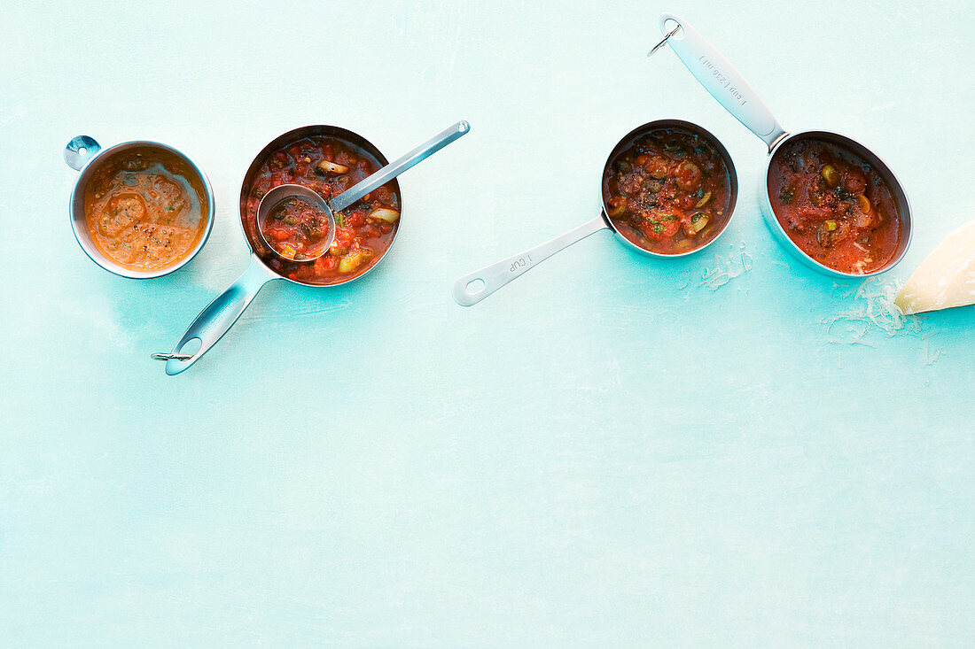 Four different quick tomato sauces