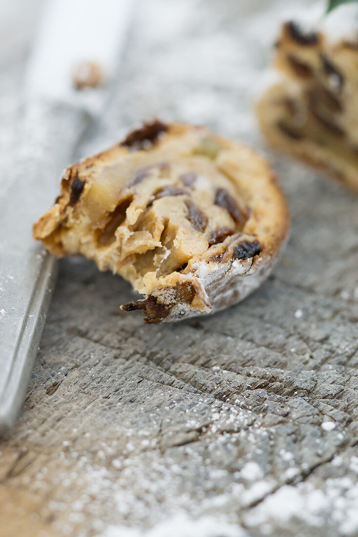 A piece of Christmas stollen, eaten