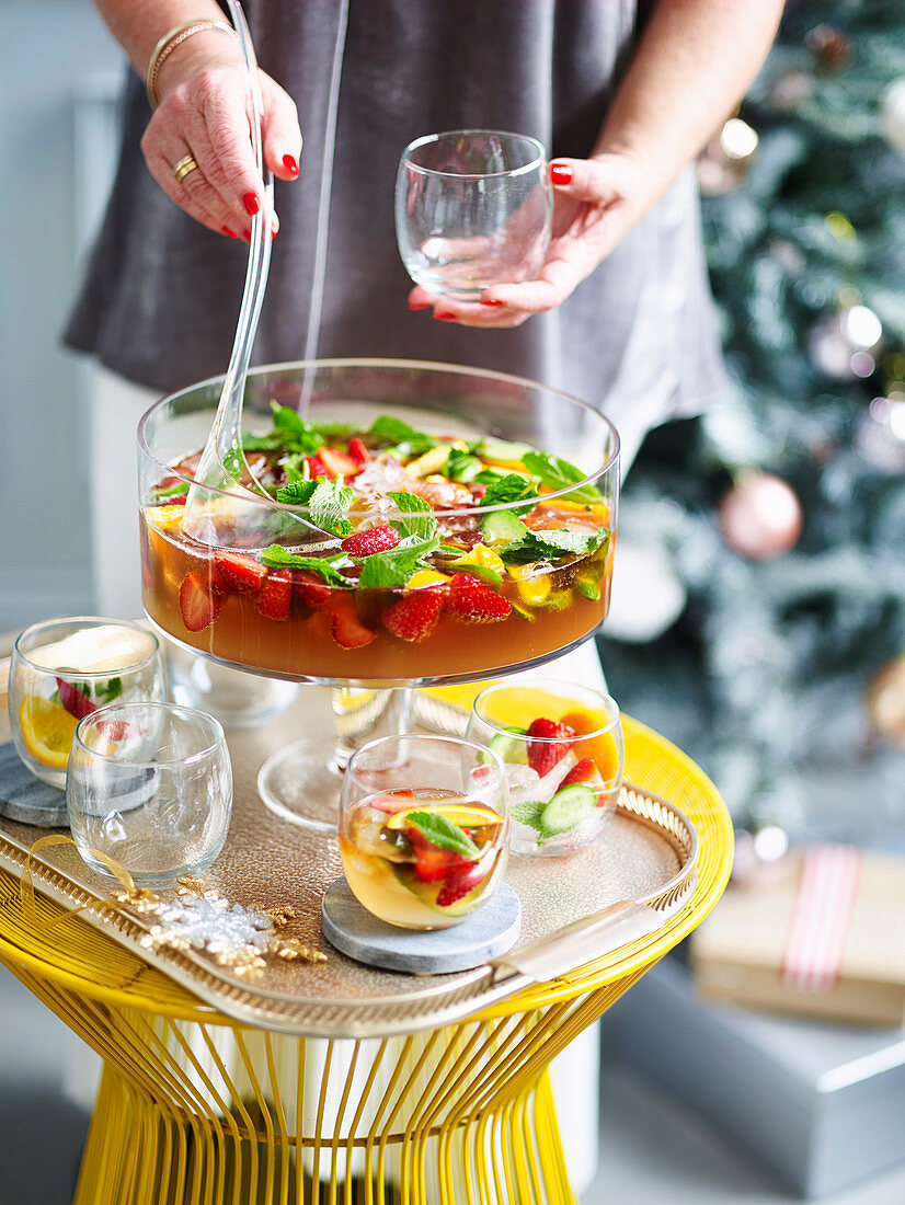 Serving Pimms punch