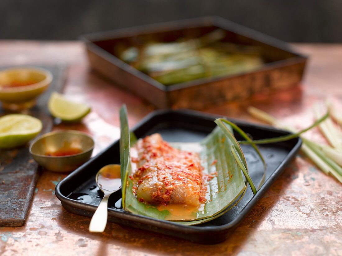 Grilled fish in banana leaves (Thailand)