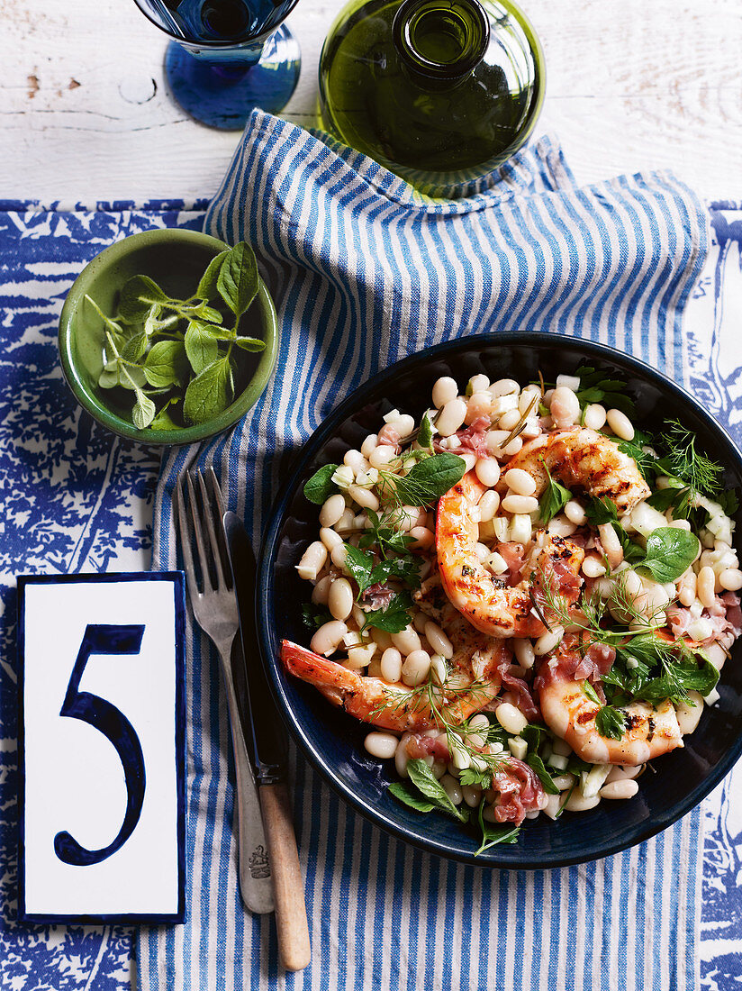 Tuscan white bean and prawn salad (Italy)