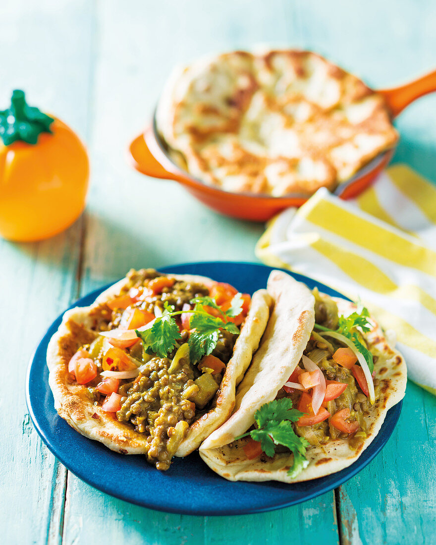 Lentil curry with flatbreads