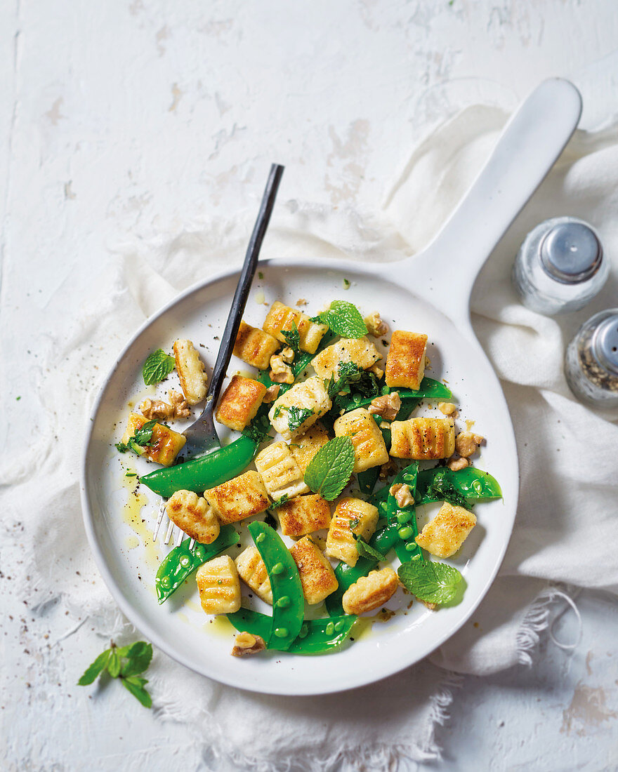 Pea and ricotta gnocchi