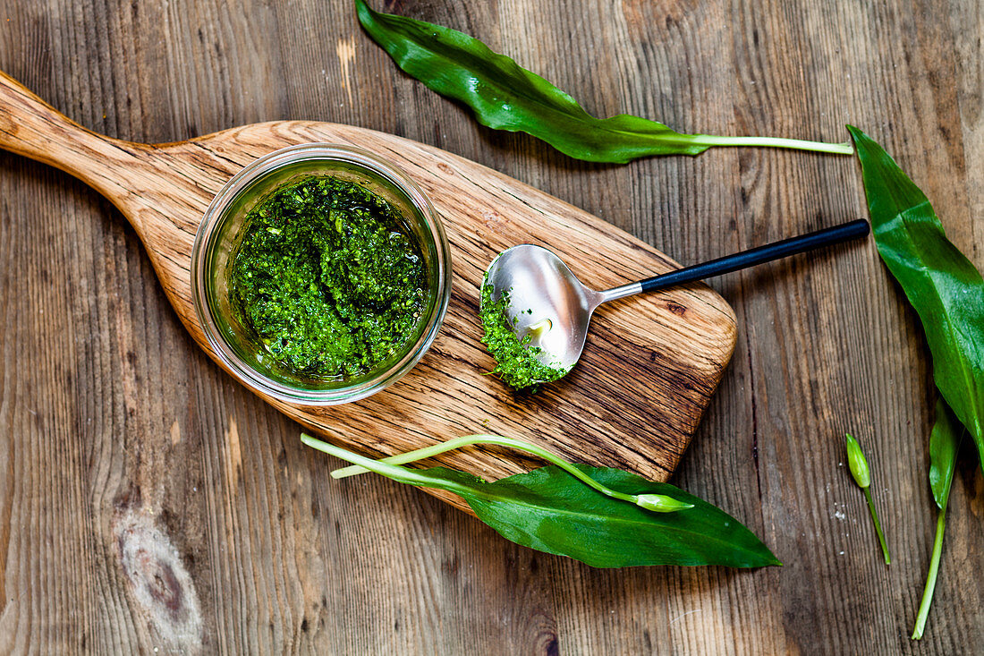 Fresh wild garlic pesto