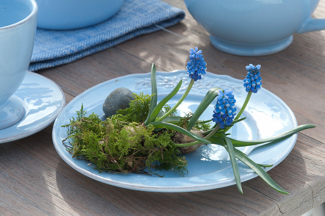 Blue Spring Table Decoration With Anemones